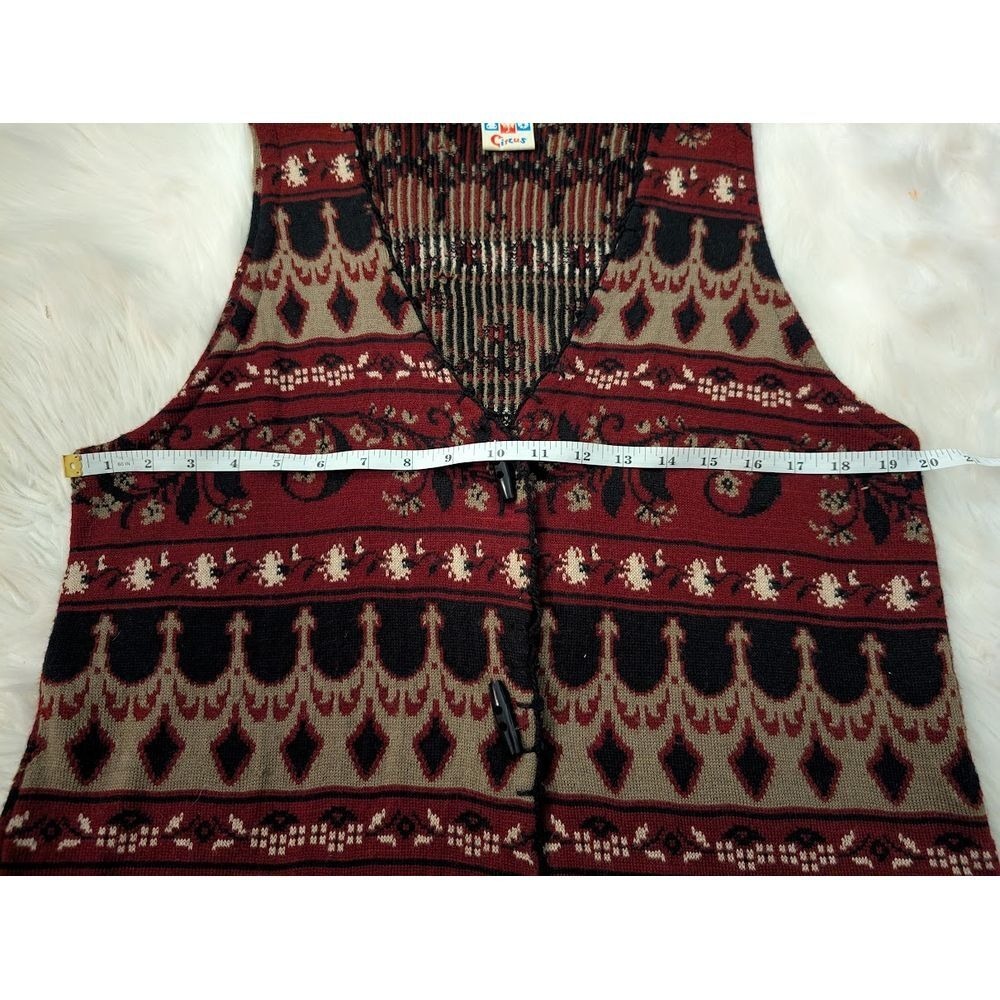 Circus Brand Vintage Boho 90s Vest Pattern Black Tan Button-Front Colorful - Picture 5 of 8
